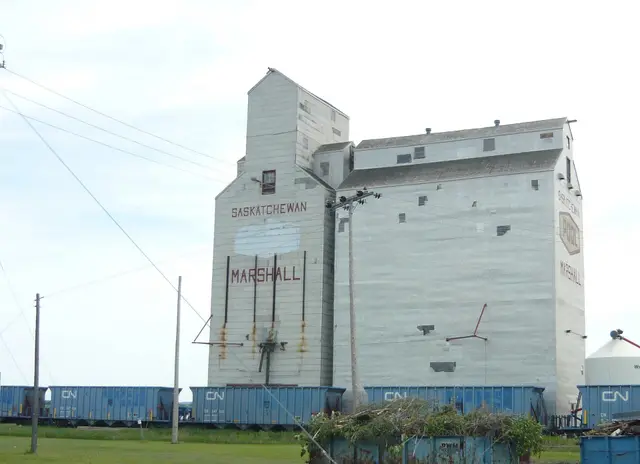Grain elevators beside the railway